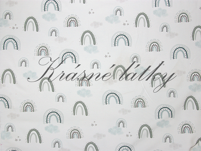 Duha šedo bílá s mráčky - 100% bavlna,  elastan, 150 g/m, bavlněné platno, látky metráž 