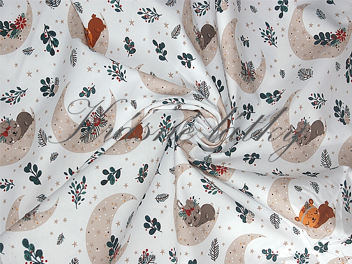 1.75 cm Měsíc, hvězdy, zvířátka - 100% bavlna, š. 160 cm, 150 g/m2