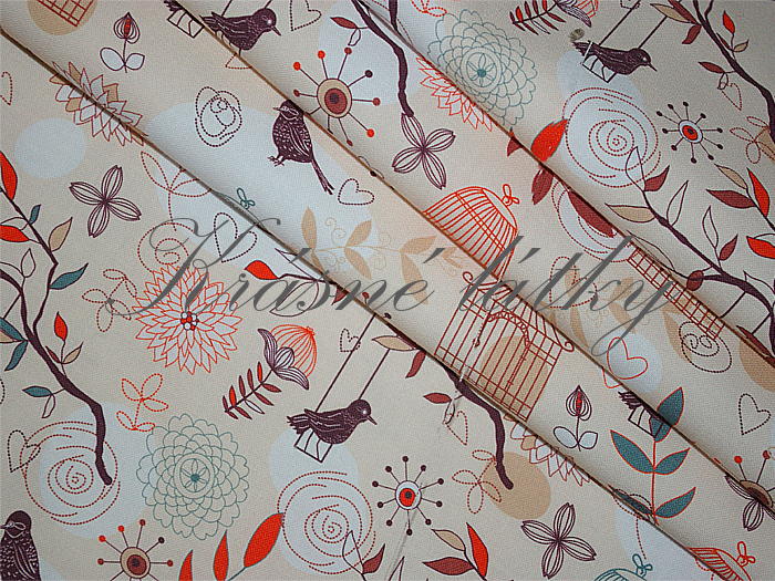 160 x 96 cm Klícka s ptáčky - 100% bavlna, š. 160 cm, 150 g/m2