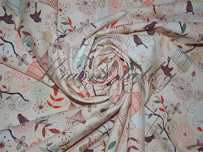 160 x 96 cm Klícka s ptáčky - 100% bavlna, š. 160 cm, 150 g/m2