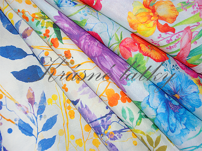 280 cm x 82 cm Astry a Hortenzie - 60% bavlna, 40% polyester, š. 280 cm, 180 g/m2, dětské látky metráž