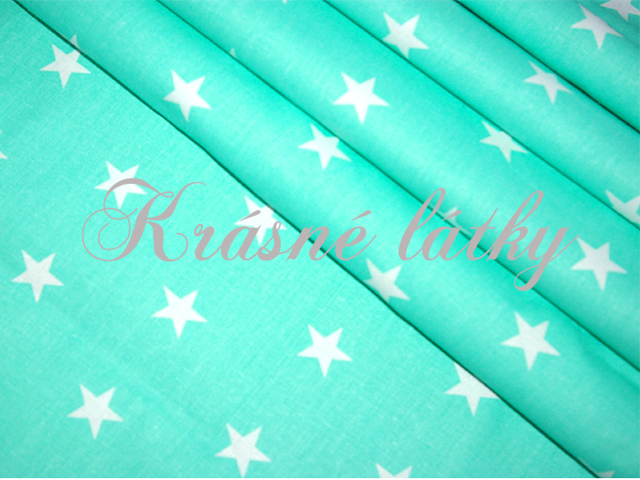 218 x 160 cm Hvězdy bílé, azurové - 100% bavlna, š. 160 cm, 140 g/m2