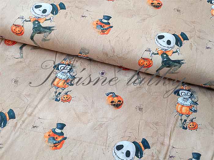 160 x 95 cm Látka Halloween dýně, kostlivec, bavlněné plátno, látky metráž