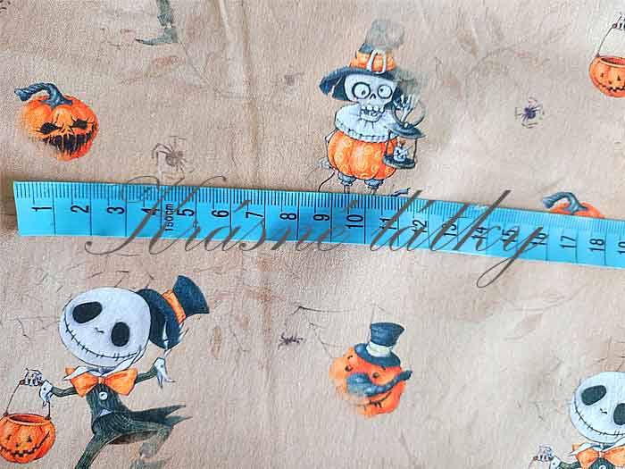 160 x 95 cm Látka Halloween dýně, kostlivec, bavlněné plátno, látky metráž
