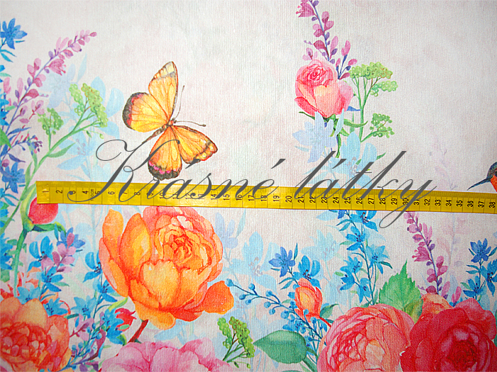 140 x 92 cm Kolibřík - 60% bavlna, 40% polyester, š. 140 cm, 180 g/m2, dětské látky metráž