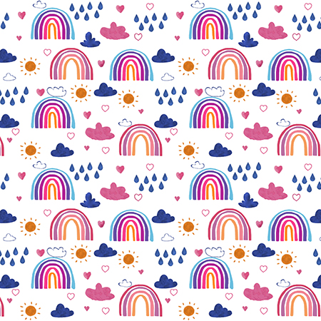 látky metráž mušelín Duhy