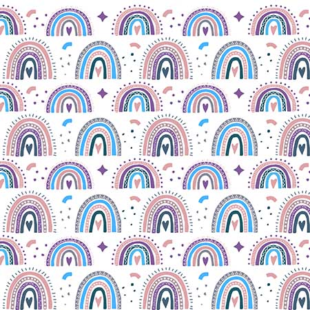 látky metráž mušelín Duhy