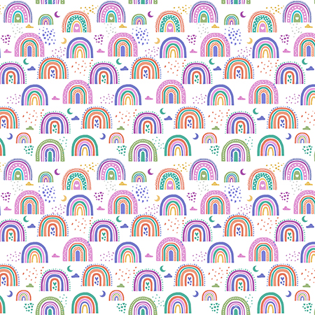 látky metráž mušelín Duhy