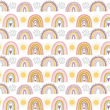 látky metráž mušelín Duhy