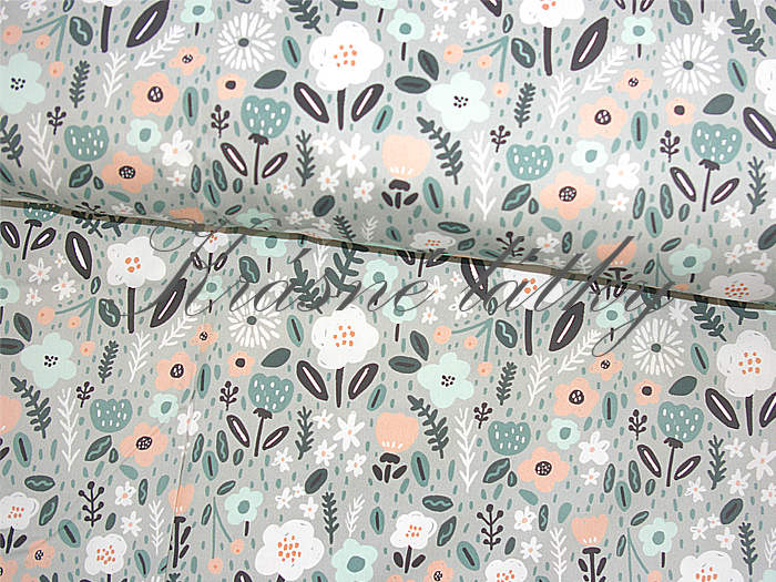 Květiny - 100% bavlna, 160 cm, 150 g/m2, plátno