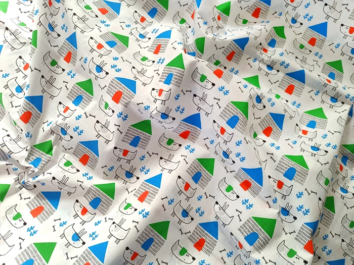 Psí bouda s pejsky - 100% bavlna, š. 160 cm, 130 g/m2
