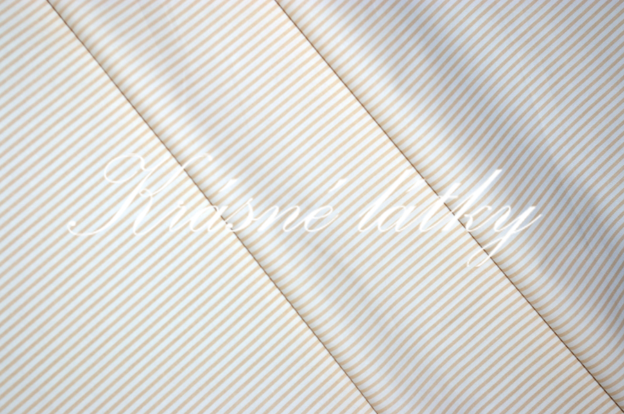 Béžový/okrový proužek pěkná kvalita - heboučká, š. 150