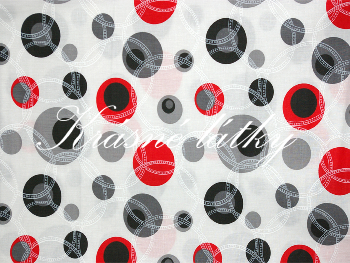 Kolečka červeno šedá - šíře 240 cm