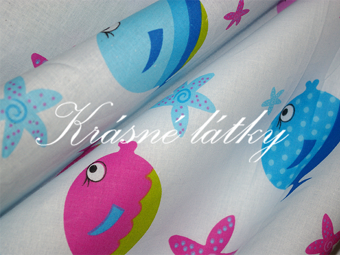 Rybičky - 100% bavlna, š. 160 cm, 130 g/m2