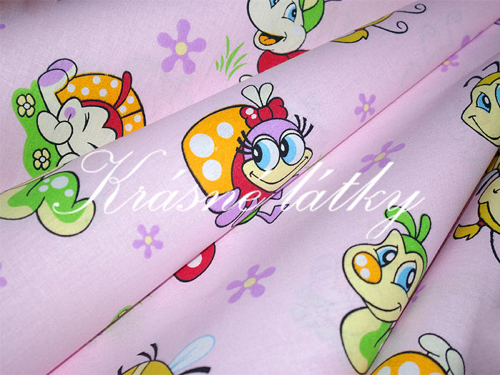 Broučci - š.220 cm 100% bavlna v pestrých b. na dětské výrobky a dekoraci 