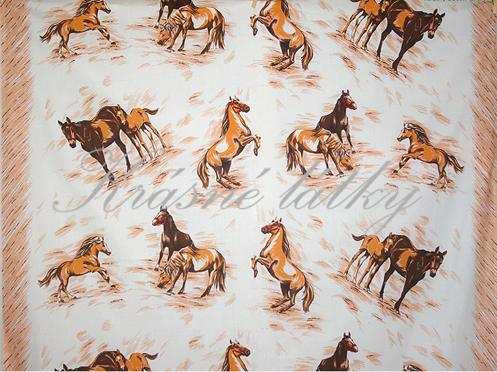 Koně š. 140cm - bavlněné plátno, dětská metráž na dětské výrobky