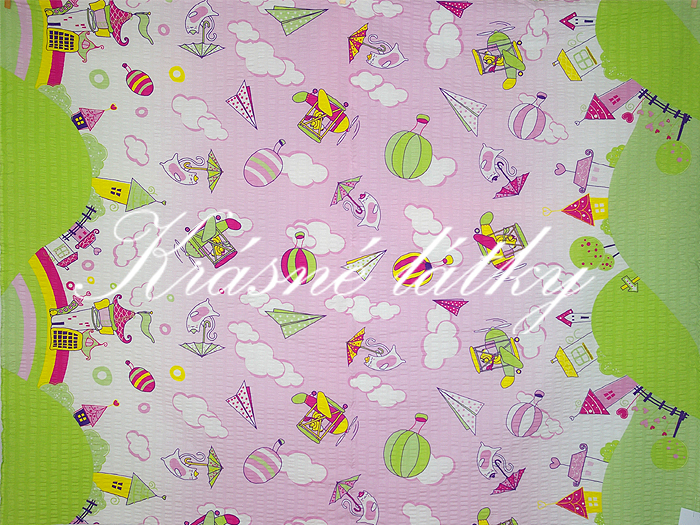 Veselá dětská látka  š. 140cm - krep, dětská metráž na dětské výrobky