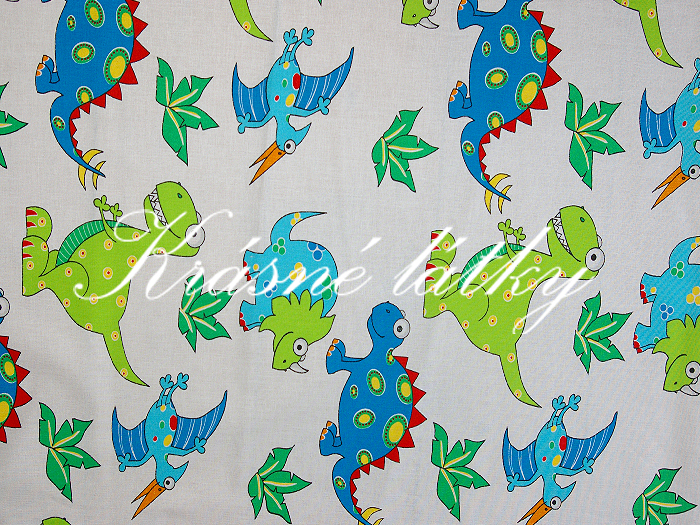 Cesta do pravěku - Dinosauři - 100% bavlna vysoké kvality, š. 160 cm, barevní dinosauři M