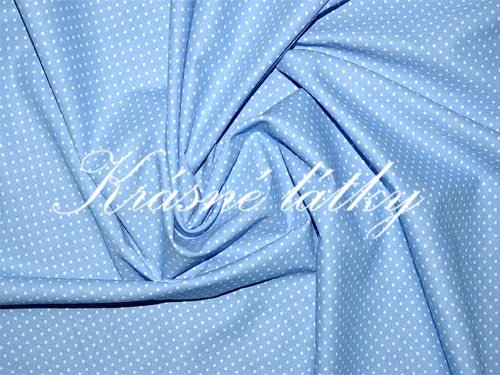 Puntíky - bledě modrý podklad š. 140cm