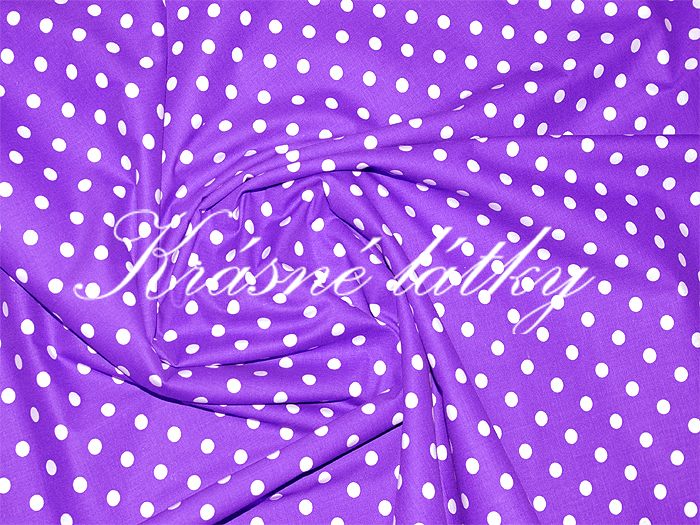 Středně velké puntíky - tmavě fialový podklad š. 140 cm, 100% bavlna