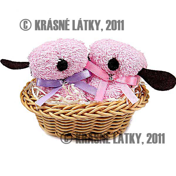 Štěňátka v dekorativním košíčku 2x - bavlněný ručník