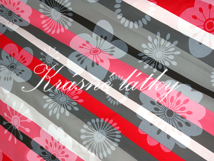 Vyprodáno Kytičky s proužkem, šíře látky 240 cm, 100% bavlna, skvělé na povlečení
