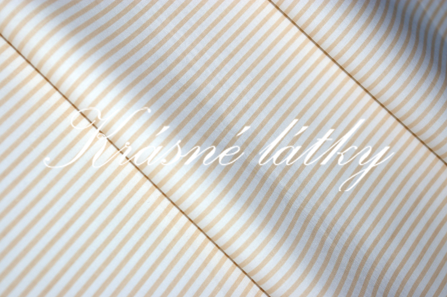 Béžový/okrový proužek pěkná kvalita - heboučká, š. 150