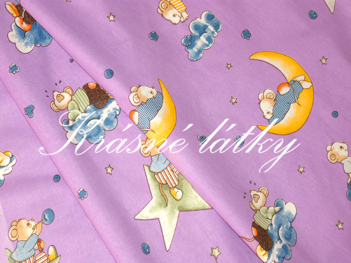 Půlnoční myšky - bavlněné plátno, dětská metráž na dětské výrobky