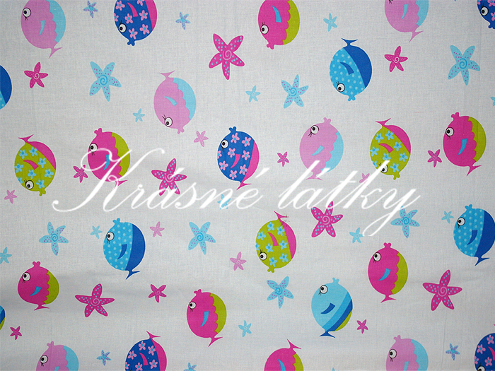 Rybičky - 100% bavlna, š. 160 cm, 130 g/m2