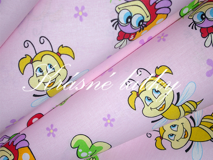 Broučci - š.220 cm 100% bavlna v pestrých b. na dětské výrobky a dekoraci 