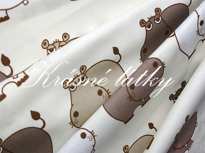 Nezbední hroši - 100% bavlna vysoké kvality, krásní hrošíci