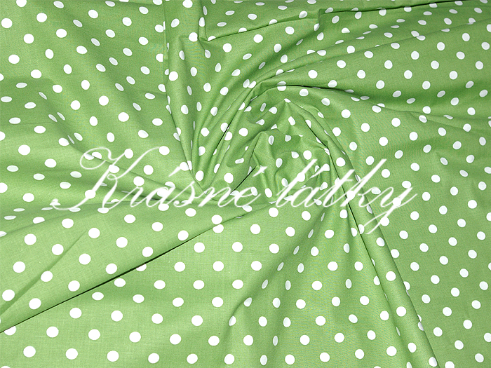 0,8mm puntíky - tmavší zelený podklad š. 140 cm, 100% bavlna