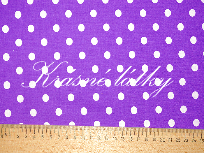 Středně velké puntíky - tmavě fialový podklad š. 140 cm, 100% bavlna