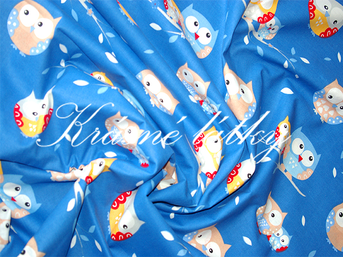 Vyprodáno Sovy- š.160 cm 100% bavlna v pestrých b. na dětské výrobky a dekoraci 