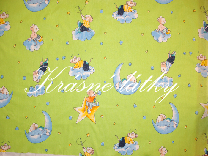 Půlnoční myšky - bavlněné plátno, dětská metráž na dětské výrobky