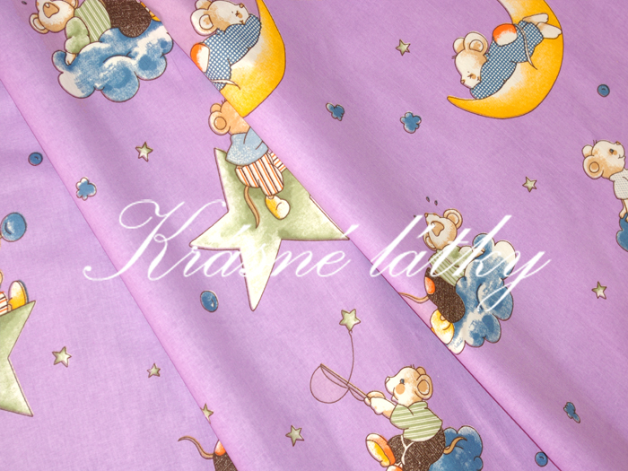 Půlnoční myšky - bavlněné plátno, dětská metráž na dětské výrobky