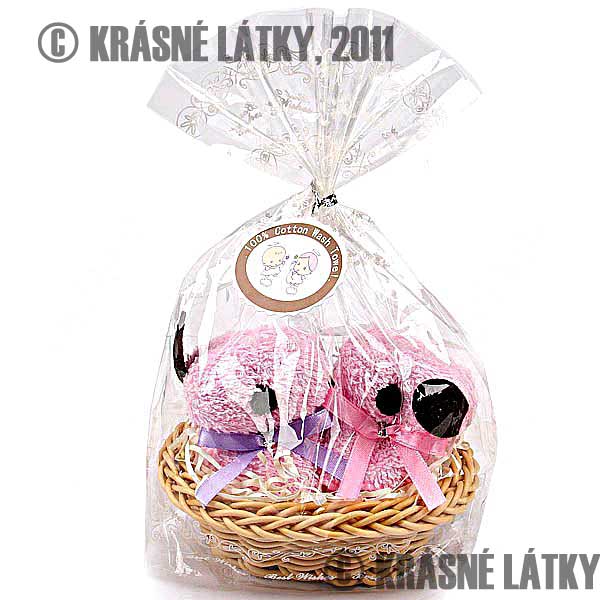 Štěňátka v dekorativním košíčku 2x - bavlněný ručník
