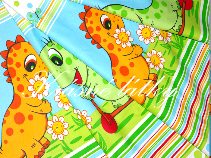 Drak na koloběžce zelená - 100% bavlna