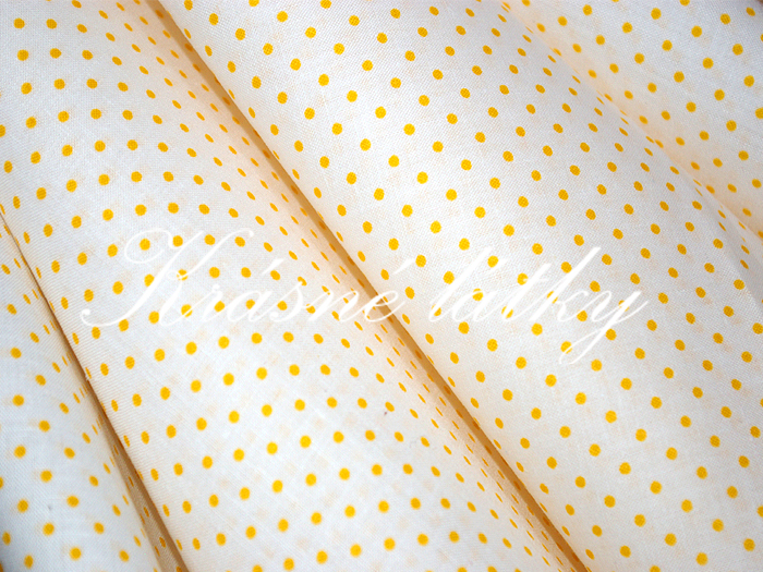 Puntíky - bílý podklad, žlutý puntík š. 140cm