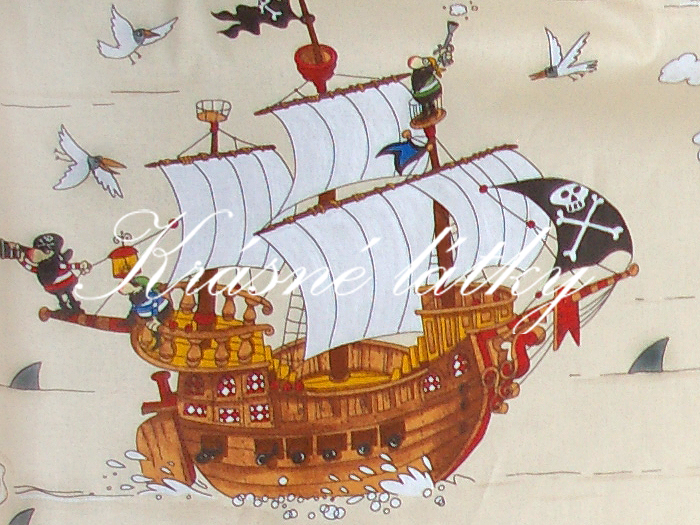 Pirátská loď - 100% bavlna vysoké kvality, š. 160 cm