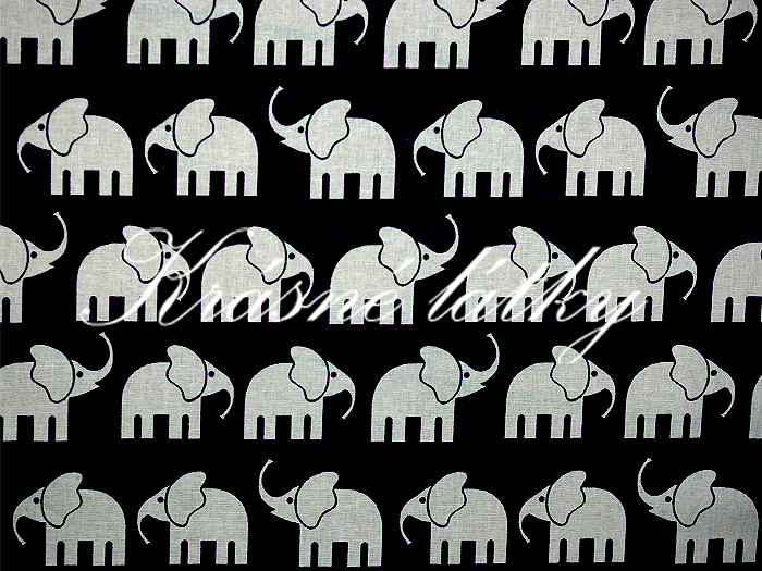 Sloni 100% bavlna vysoké kvality,š.160cm,slůňata černá