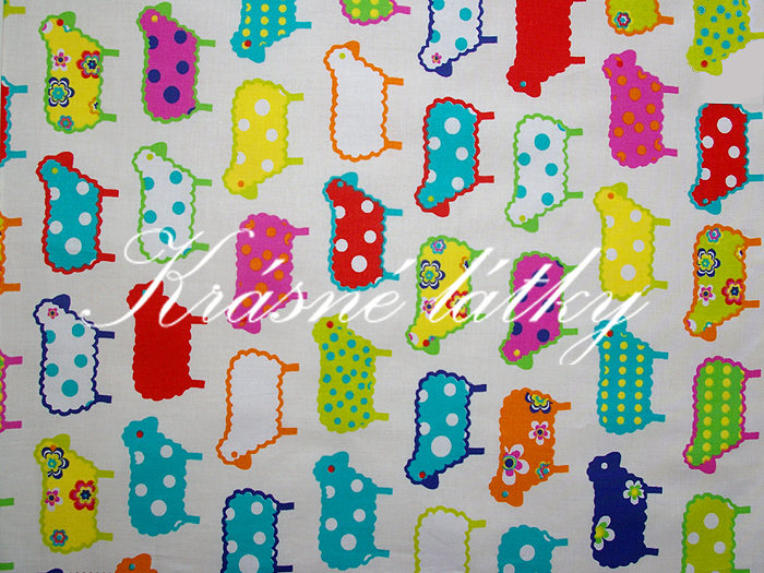Ovečky - velmi pěkný vzor a materiál/bytový textil, hladké plátno