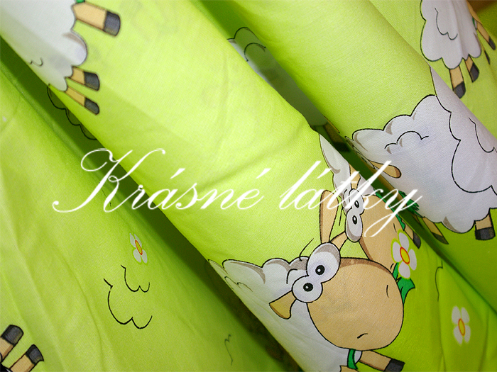 Vyprodáno Ovečky v zeleném provedení -  krásná látka např. na dětské povlečení