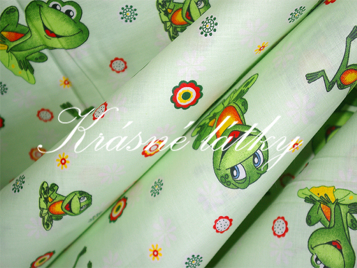 Žabičky zelené  š.140 cm 100% bavlna, hladké plátno