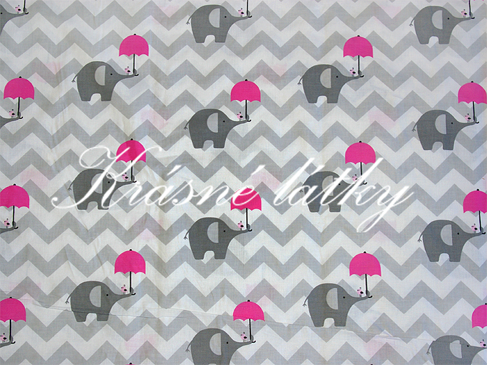 Slůňata s deštníkem - bavlněné plátno 135 g/m2 r 