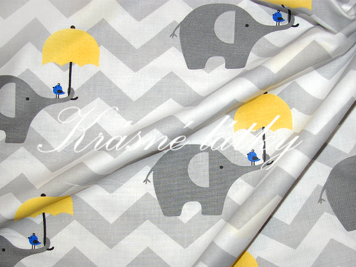 Slůňata s deštníkem - bavlněné plátno 135 g/m2 z