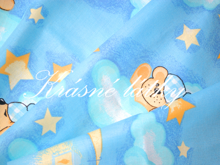 Medvídci hajánci - usínáčci - 100% hladké bavlněné plátýnko š. 160cm