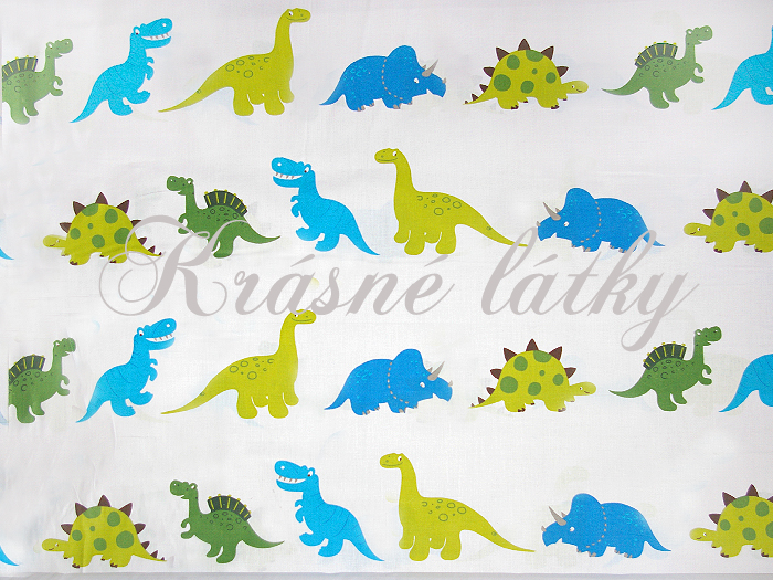 Vyprodáno Dinosaurus zelená modrá - 100% bavlna 135gr/m2 š. 160cm