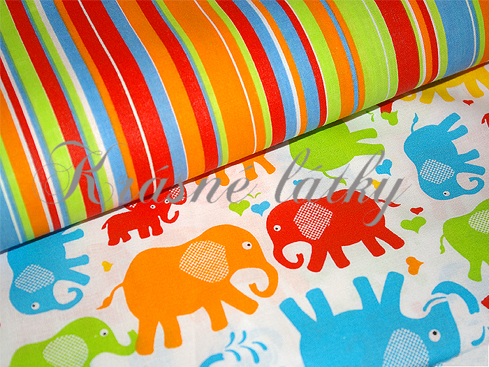 Veselé  barevné proužky, 100%  bavlna