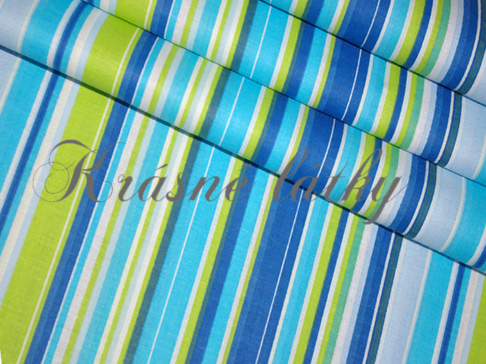Multi blue proužky, 100%  bavlna, š. 160 cm, 140 g/m2